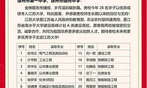 2015年徐州一中高考录取榜单-徐州一中2015高考